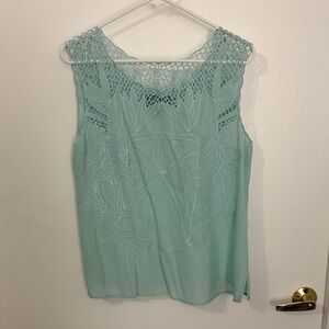 Skies Are Blue Light Green Lace Blouse